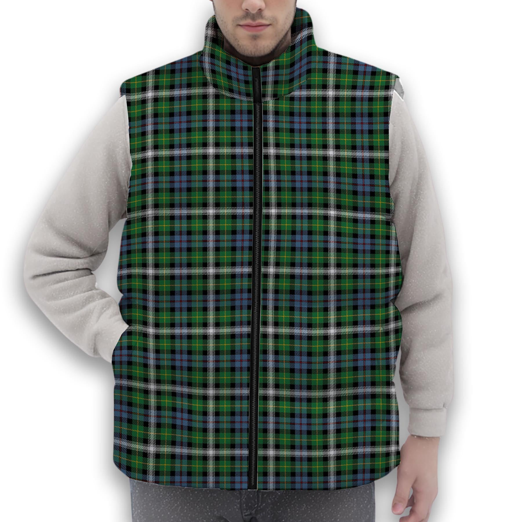 ScotsTee Shop Scottish Farquharson Dress Ancient Premium Tartan Puffer Vest Winter White Duck Down Vest Sleeveless