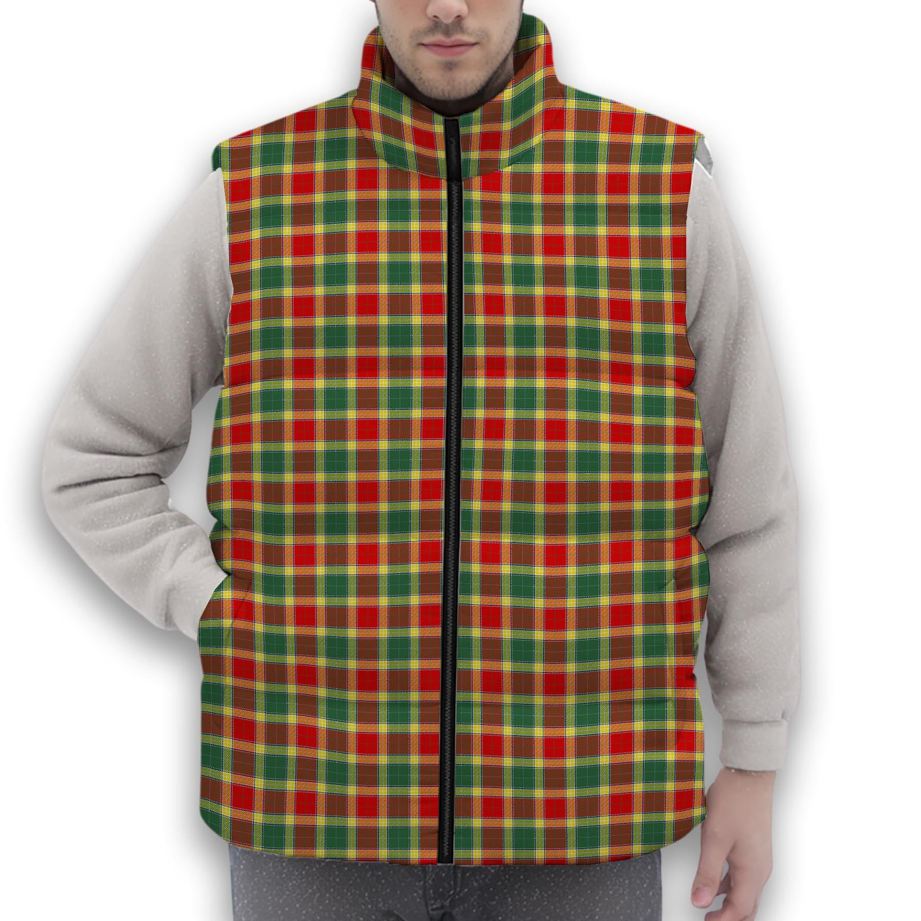ScotsTee Shop Scottish Gibsone Modern Premium Tartan Puffer Vest Winter White Duck Down Vest Sleeveless