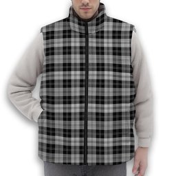 ScotsTee Shop Scottish Erskine Black and White Premium Tartan Puffer Vest Winter White Duck Down Vest Sleeveless