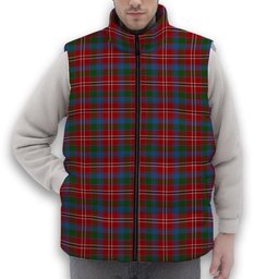 ScotsTee Shop Scottish Fitzgerald Red Premium Tartan Puffer Vest Winter White Duck Down Vest Sleeveless