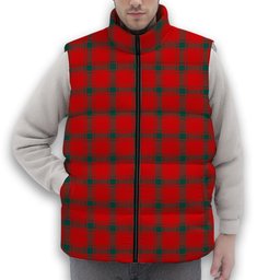 ScotsTee Shop Scottish Donald of the Isles Red Modern Premium Tartan Puffer Vest Winter White Duck Down Vest Sleeveless