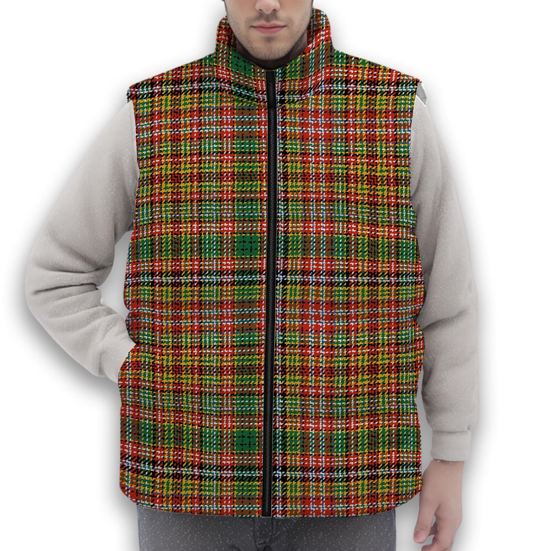 ScotsTee Shop Scottish Drummond of Strathallan Ancient Premium Tartan Puffer Vest Winter White Duck Down Vest Sleeveless