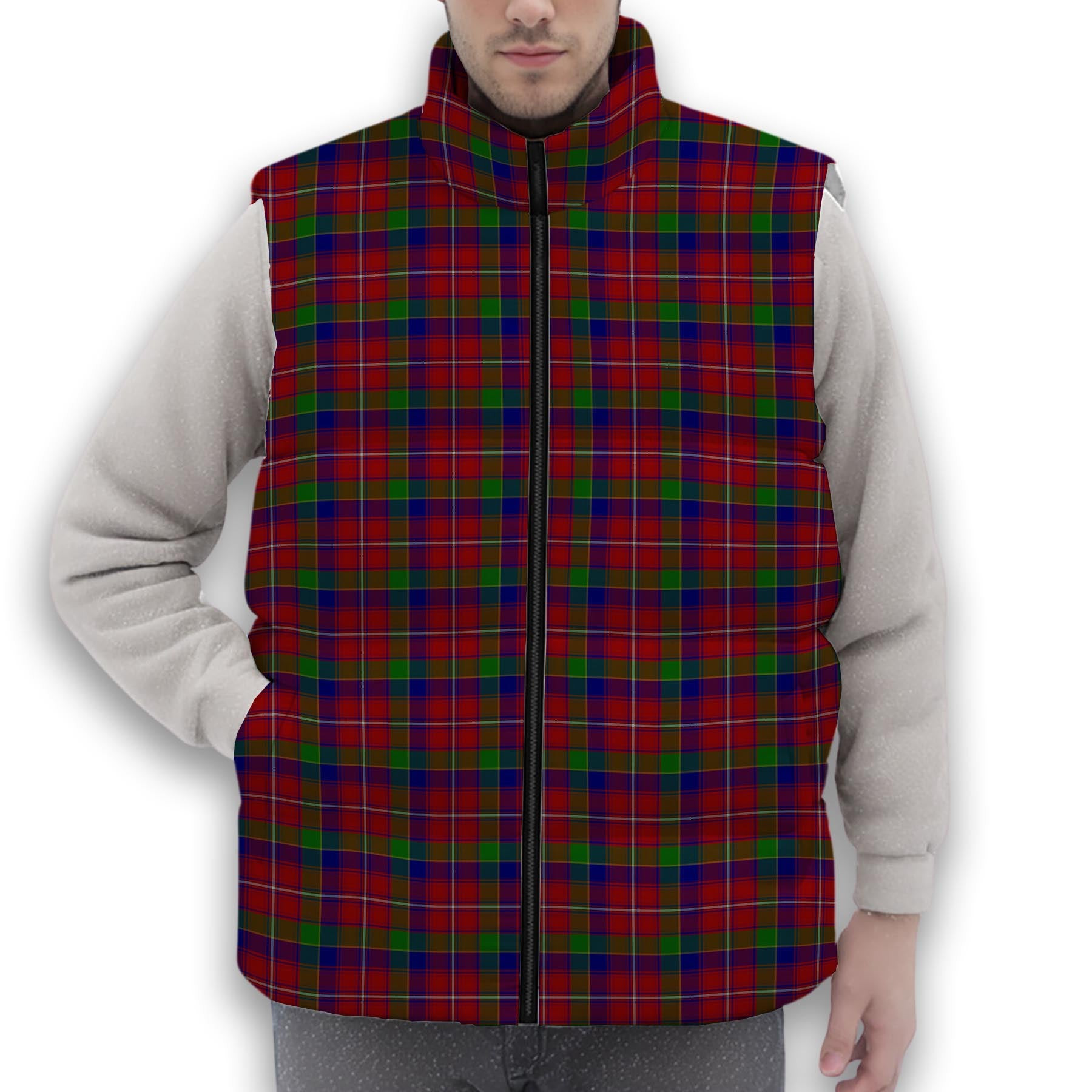 ScotsTee Shop Scottish Fitzgerald Dress Premium Tartan Puffer Vest Winter White Duck Down Vest Sleeveless