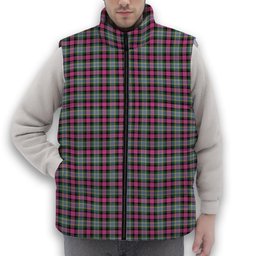ScotsTee Shop Scottish Dundee Pink Variation Modern Clan Premium Tartan Puffer Vest Winter White Duck Down Vest Sleeveless