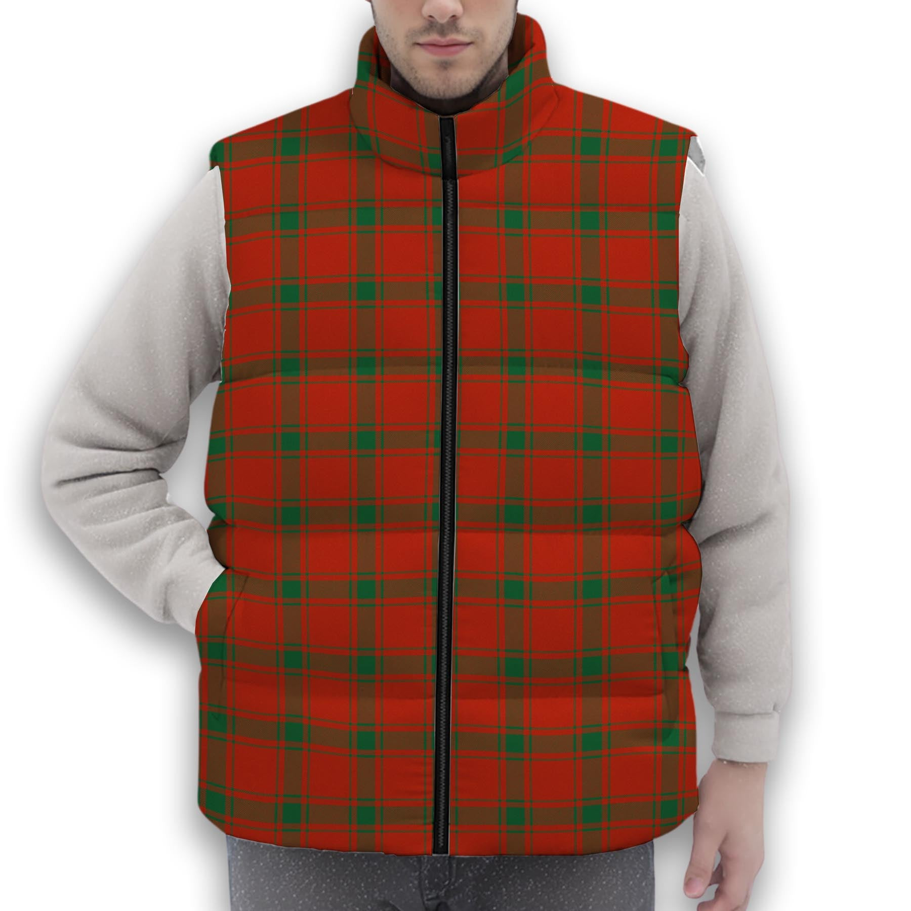 ScotsTee Shop Scottish Donald of Sleat Ancient Premium Tartan Puffer Vest Winter White Duck Down Vest Sleeveless