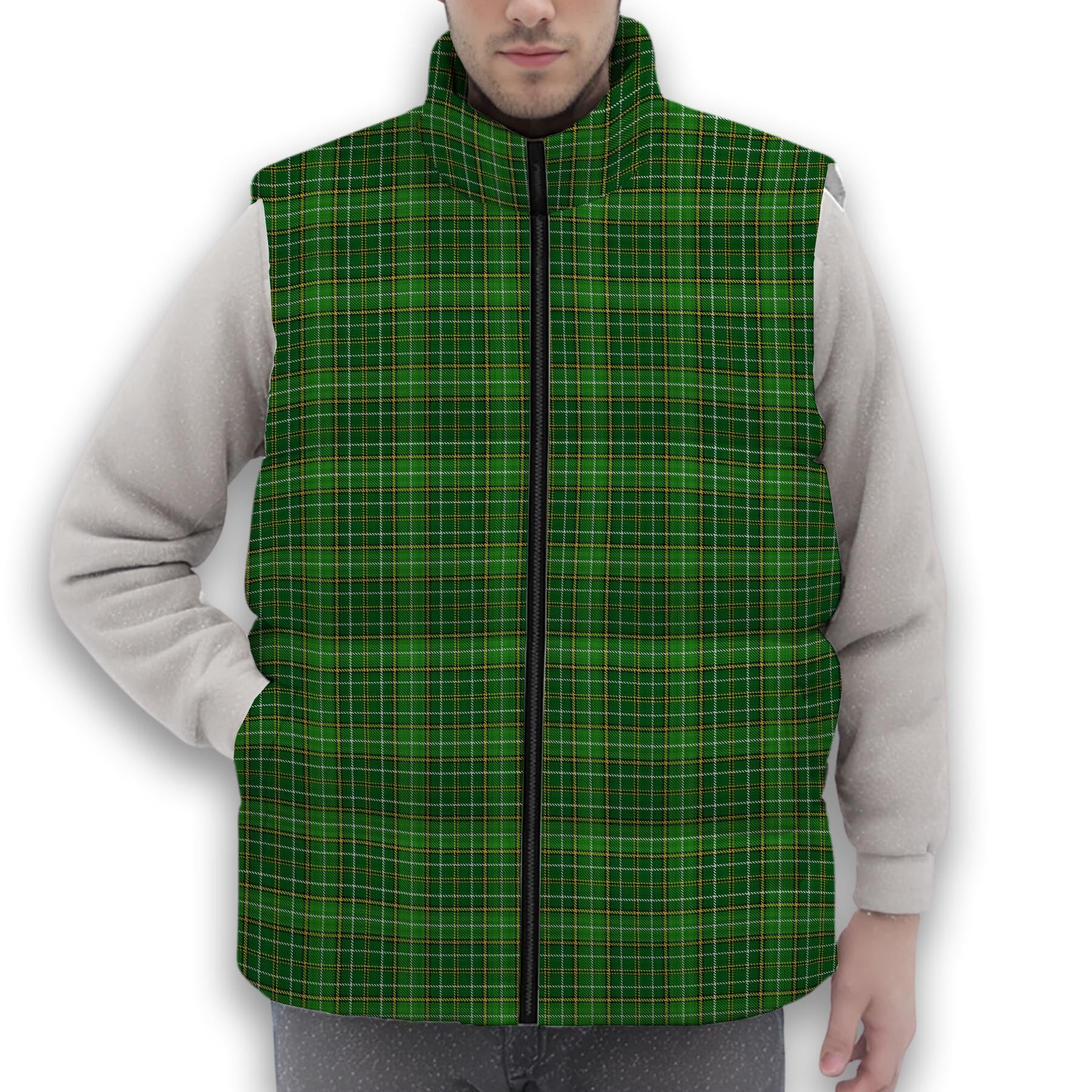 ScotsTee Shop Scottish Forrester Hunting Premium Tartan Puffer Vest Winter White Duck Down Vest Sleeveless