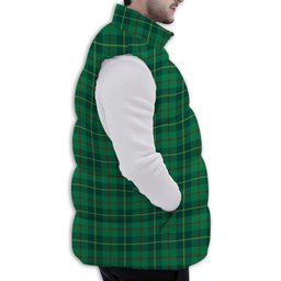 ScotsTee Shop Scottish Galloway Green Modern Premium Tartan Puffer Vest Winter White Duck Down Vest Sleeveless