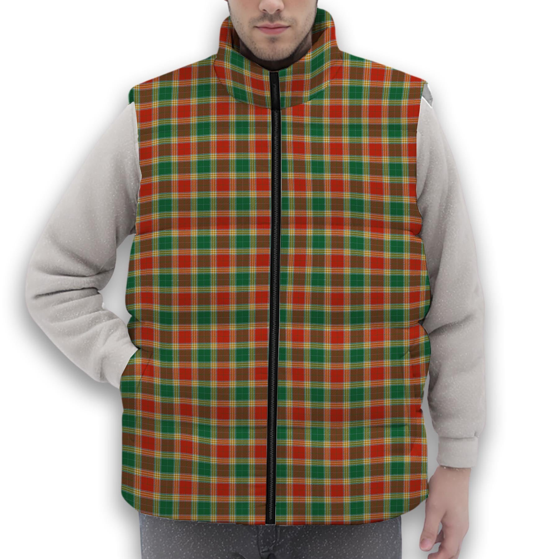 ScotsTee Shop Scottish Gibsone Ancient Premium Tartan Puffer Vest Winter White Duck Down Vest Sleeveless