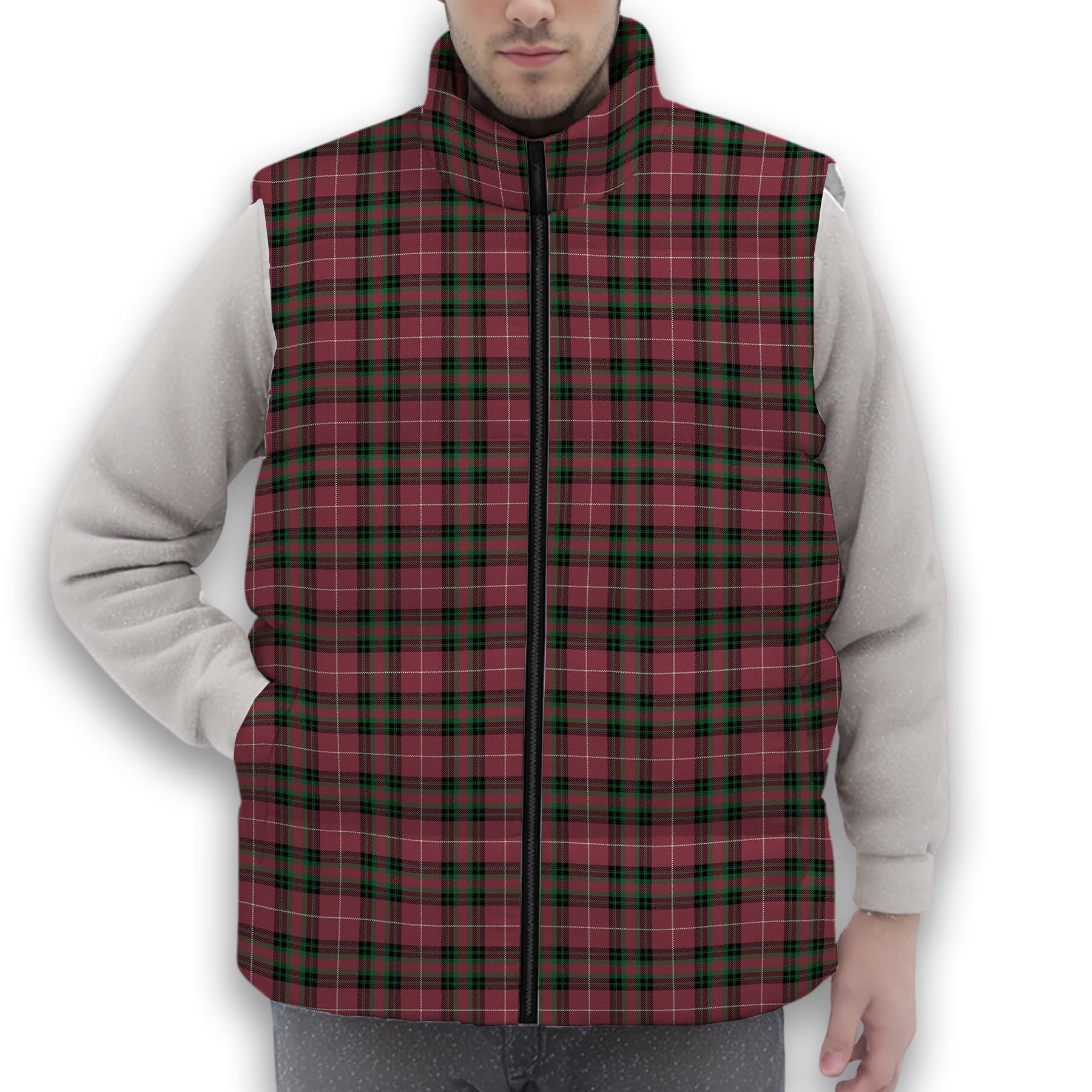 ScotsTee Shop Scottish Galbraith Maroon Ancient Premium Tartan Puffer Vest Winter White Duck Down Vest Sleeveless