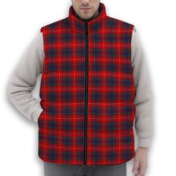 ScotsTee Shop Scottish Fraser Gathering Red Modern Premium Tartan Puffer Vest Winter White Duck Down Vest Sleeveless