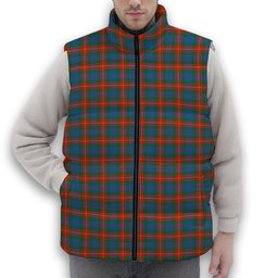 ScotsTee Shop Scottish Fraser of Lovat Ancient Premium Tartan Puffer Vest Winter White Duck Down Vest Sleeveless