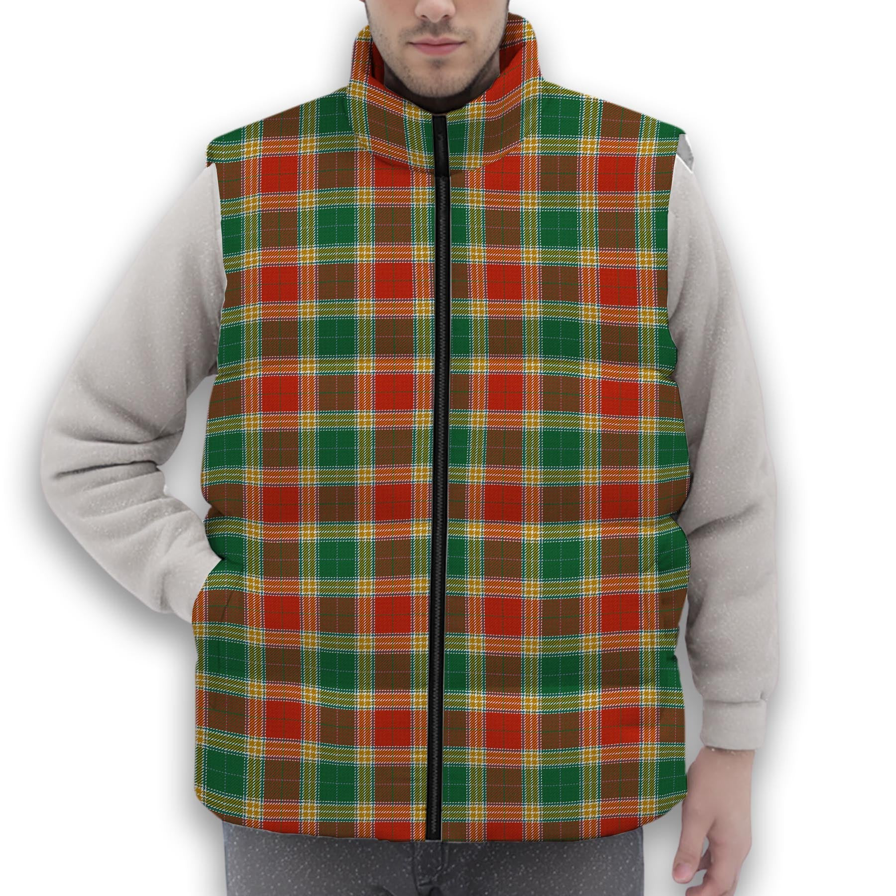 ScotsTee Shop Scottish Gibbs Ancient Premium Tartan Puffer Vest Winter White Duck Down Vest Sleeveless