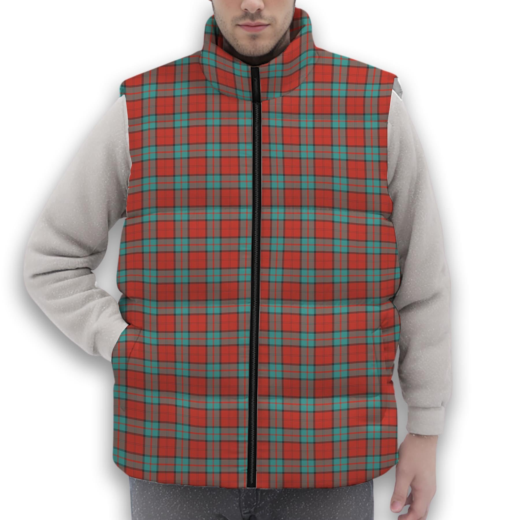 ScotsTee Shop Scottish Dunbar Ancient Premium Tartan Puffer Vest Winter White Duck Down Vest Sleeveless