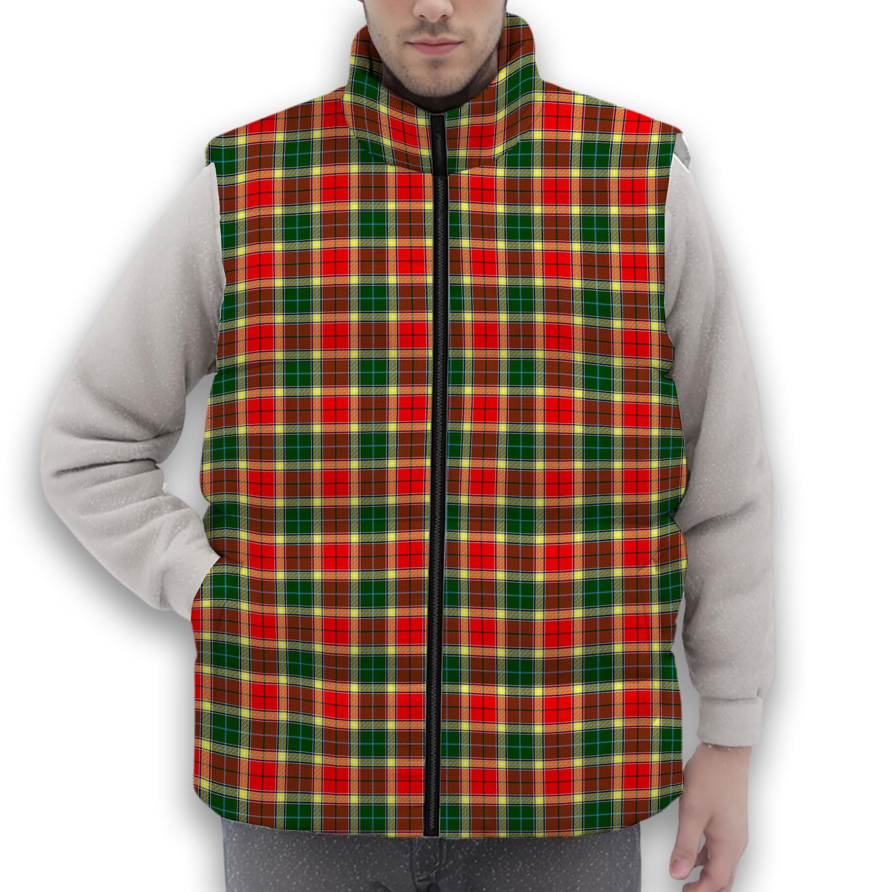 ScotsTee Shop Scottish Gibson Premium Tartan Puffer Vest Winter White Duck Down Vest Sleeveless