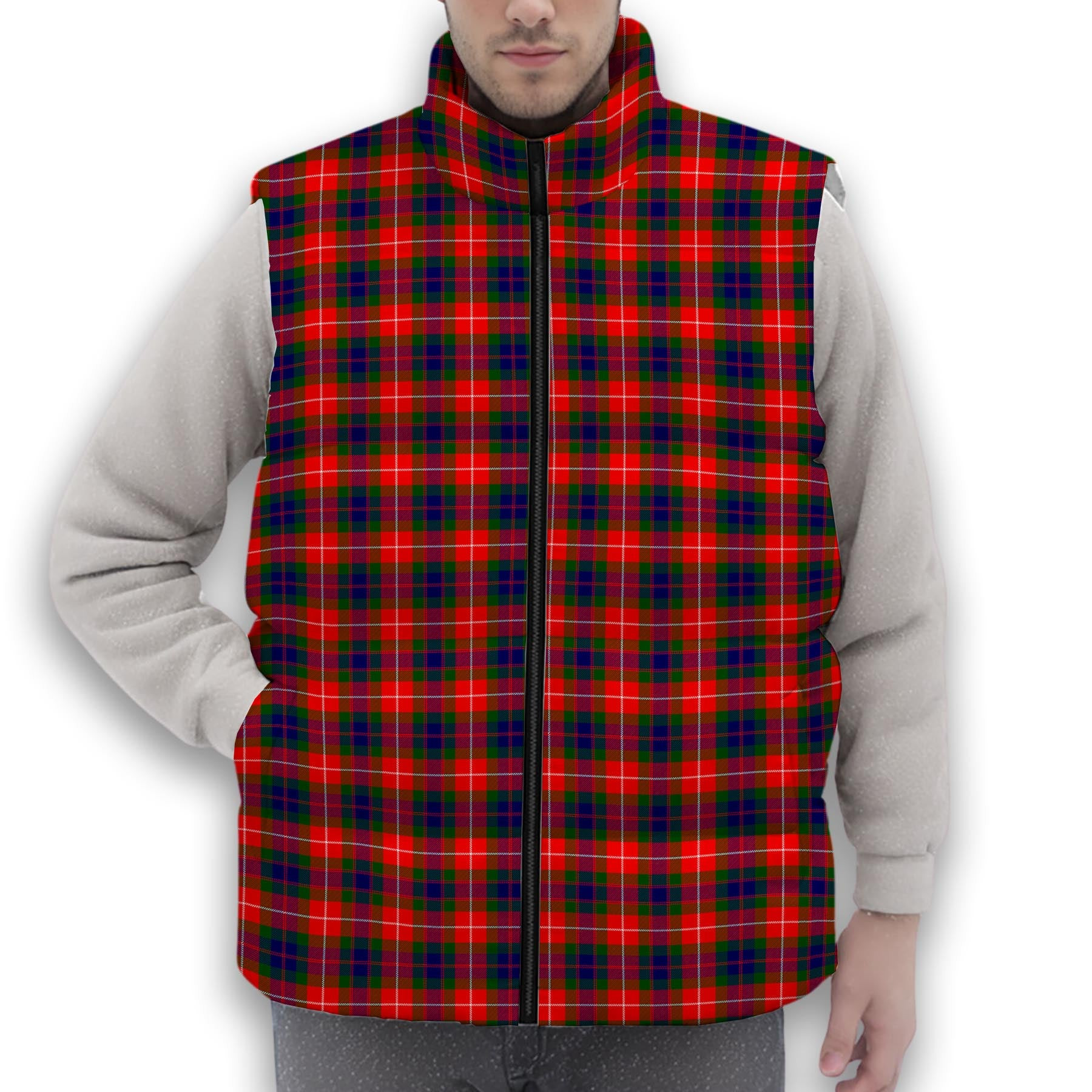 ScotsTee Shop Scottish Fraser Lovat Modern Premium Tartan Puffer Vest Winter White Duck Down Vest Sleeveless