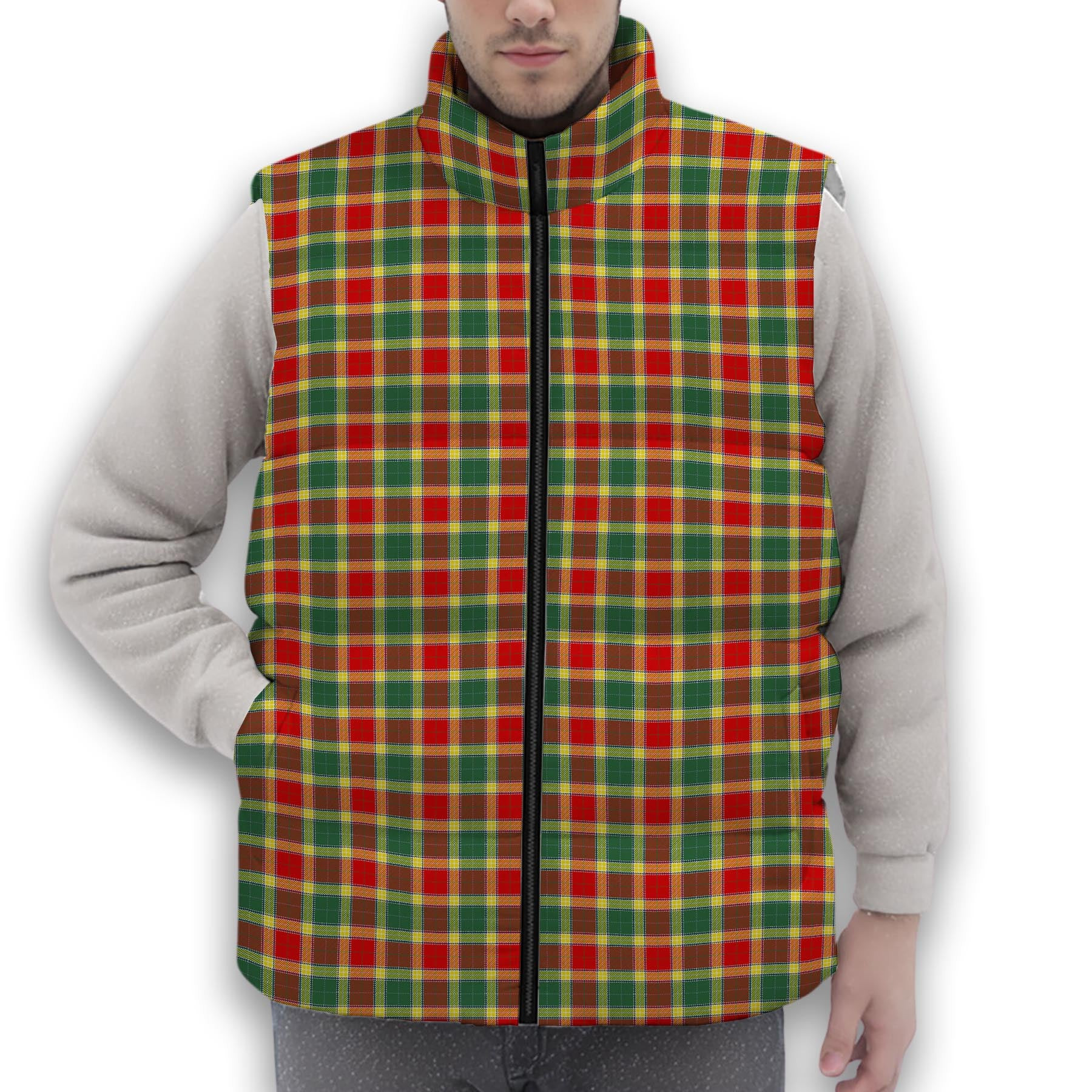 ScotsTee Shop Scottish Gibson Modern Premium Tartan Puffer Vest Winter White Duck Down Vest Sleeveless