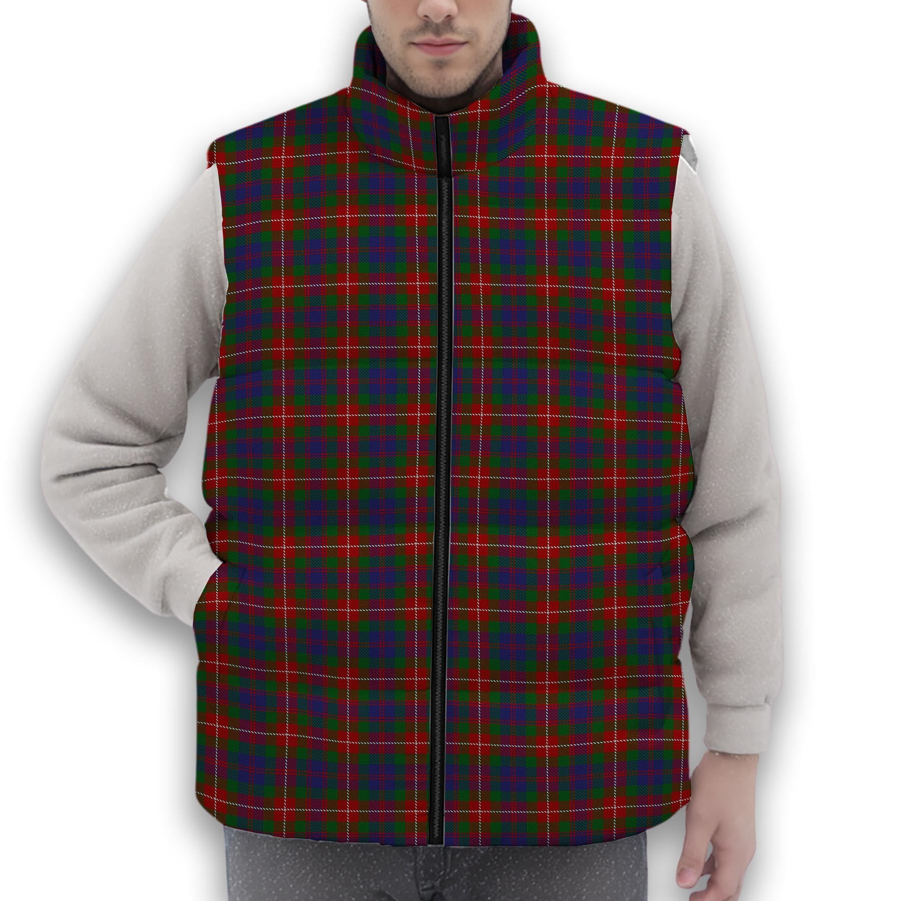 ScotsTee Shop Scottish Fraser of Lovat Premium Tartan Puffer Vest Winter White Duck Down Vest Sleeveless