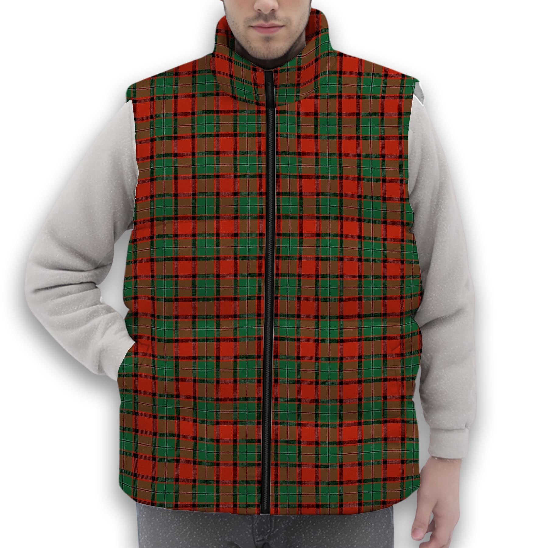 ScotsTee Shop Scottish MacPhail Ancient Premium Tartan Puffer Vest Winter White Duck Down Vest Sleeveless
