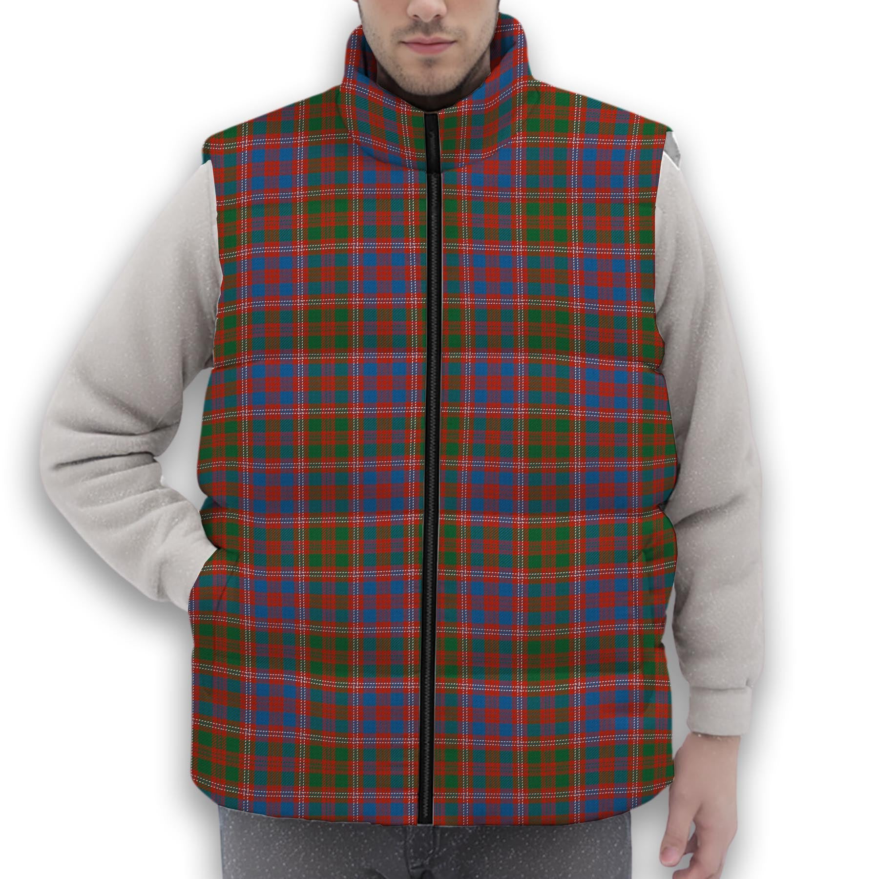 ScotsTee Shop Scottish McColl Hunting Ancient Premium Tartan Puffer Vest Winter White Duck Down Vest Sleeveless