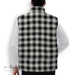 ScotsTee Shop Scottish MacPhee B&W Modern Premium Tartan Puffer Vest Winter White Duck Down Vest Sleeveless