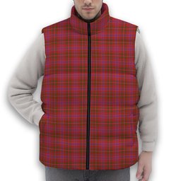 ScotsTee Shop Scottish McLeod Red Ancient Premium Tartan Puffer Vest Winter White Duck Down Vest Sleeveless