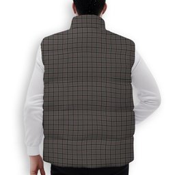 ScotsTee Shop Scottish Thomson Dress Grey Premium Tartan Puffer Vest Winter White Duck Down Vest Sleeveless