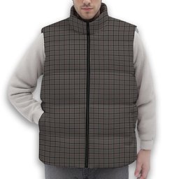 ScotsTee Shop Scottish Thomson Dress Grey Premium Tartan Puffer Vest Winter White Duck Down Vest Sleeveless