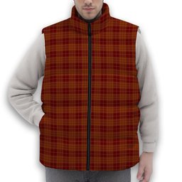 ScotsTee Shop Scottish Hamilton Red Premium Tartan Puffer Vest Winter White Duck Down Vest Sleeveless