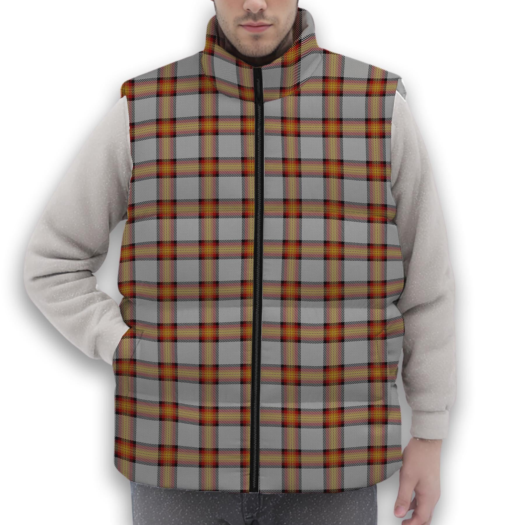 ScotsTee Shop Scottish Young, Christina Premium Tartan Puffer Vest Winter White Duck Down Vest Sleeveless