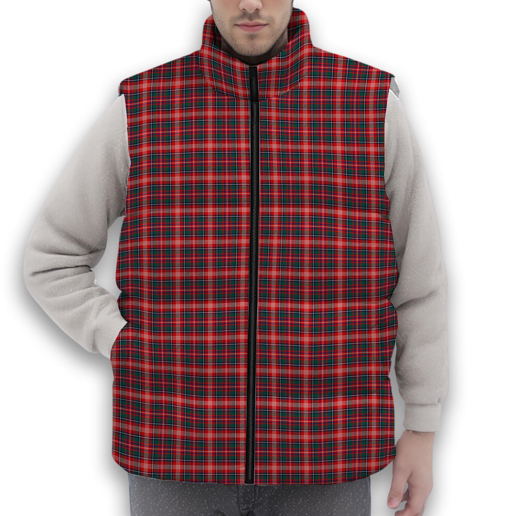 ScotsTee Shop Scottish Ritchie Modern Clan Premium Tartan Puffer Vest Winter White Duck Down Vest Sleeveless