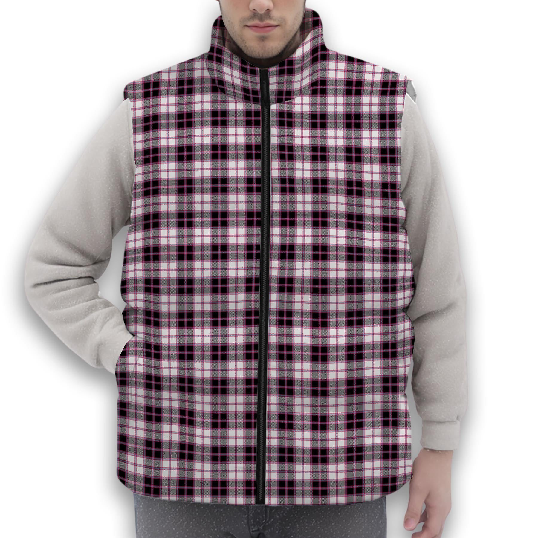 ScotsTee Shop Scottish MacPherson Hunting Modern Premium Tartan Puffer Vest Winter White Duck Down Vest Sleeveless
