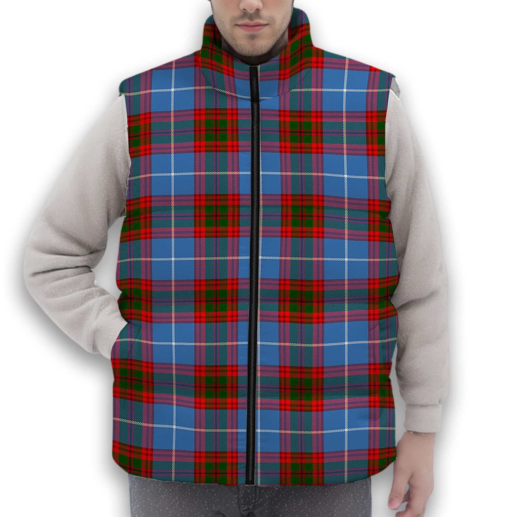 ScotsTee Shop Scottish Sydserf Premium Tartan Puffer Vest Winter White Duck Down Vest Sleeveless
