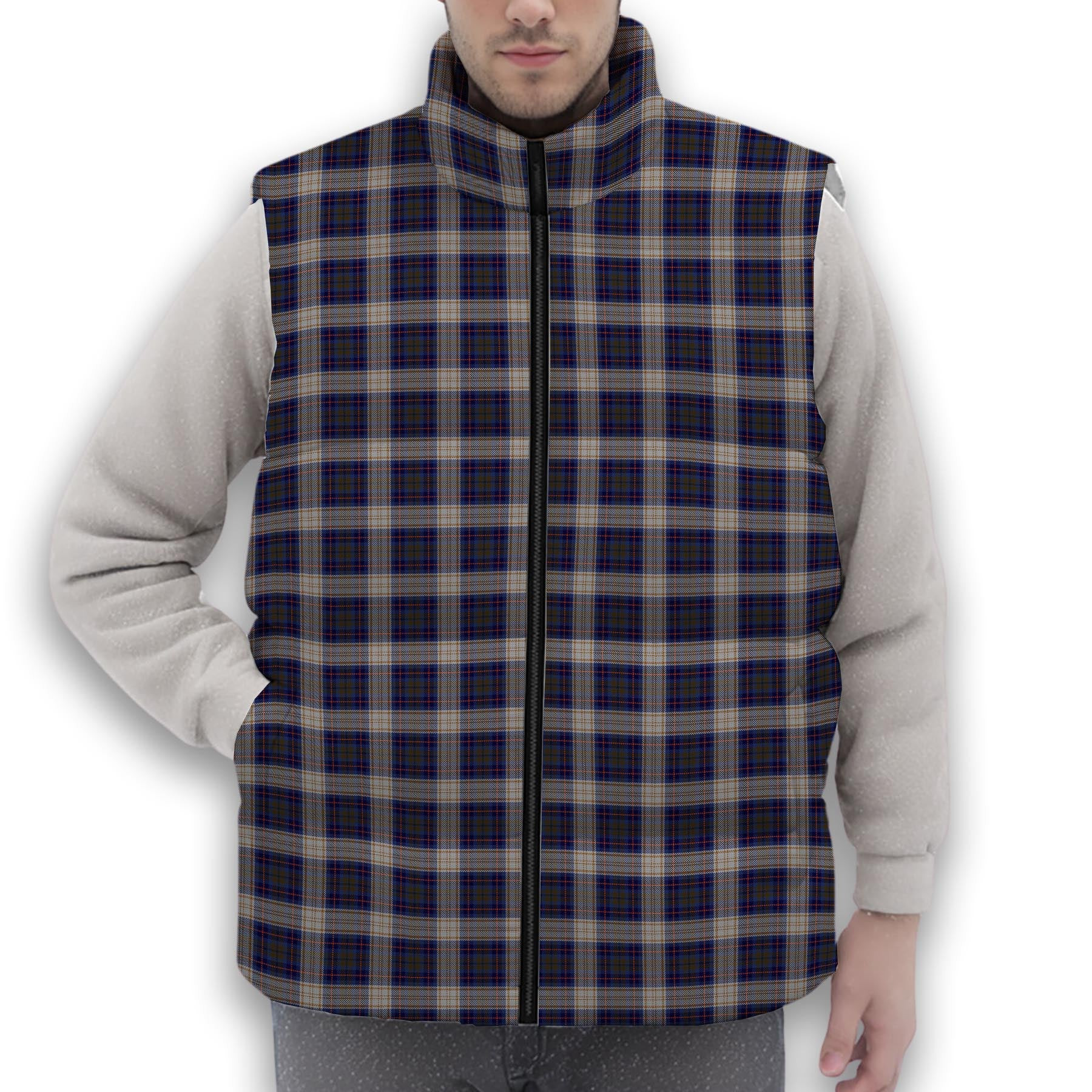 ScotsTee Shop Scottish Unidentified Gordon variant Premium Tartan Puffer Vest Winter White Duck Down Vest Sleeveless