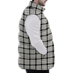 ScotsTee Shop Scottish MacFarlane Black White Modern Premium Tartan Puffer Vest Winter White Duck Down Vest Sleeveless
