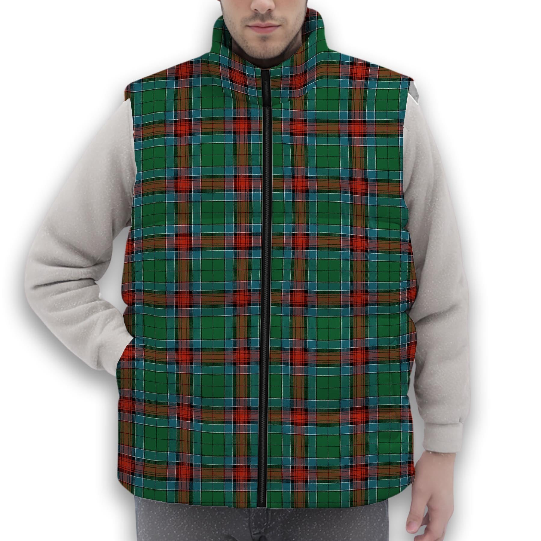 ScotsTee Shop Scottish Jardine Dress Ancient Premium Tartan Puffer Vest Winter White Duck Down Vest Sleeveless