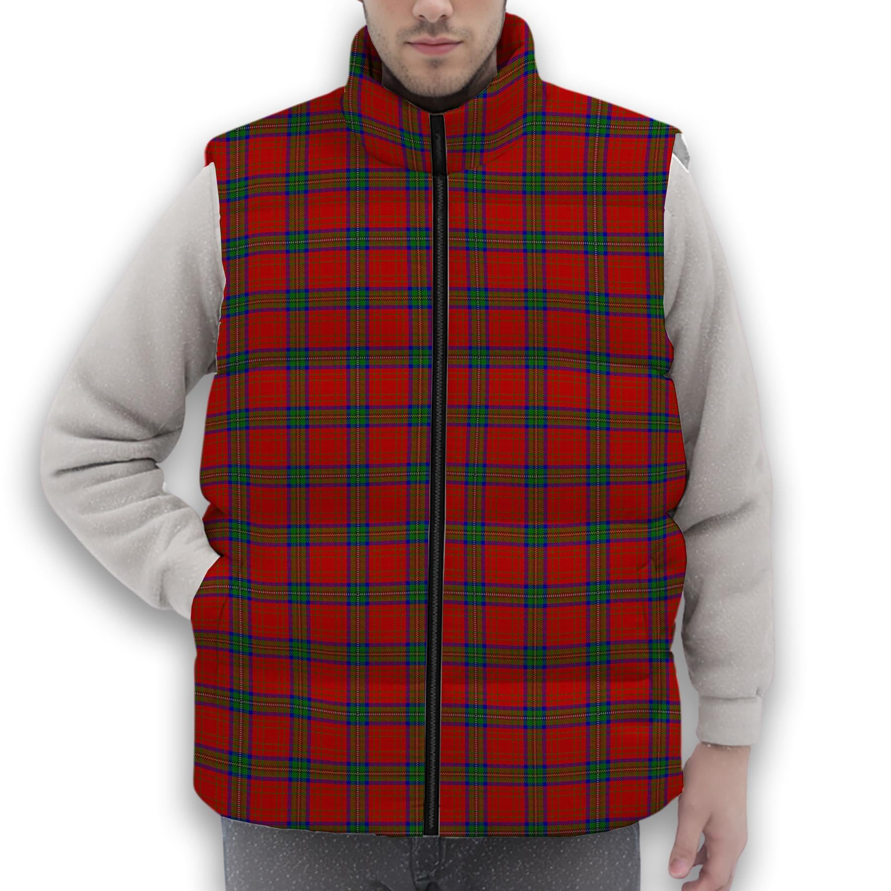 ScotsTee Shop Scottish Wood Dress Premium Tartan Puffer Vest Winter White Duck Down Vest Sleeveless