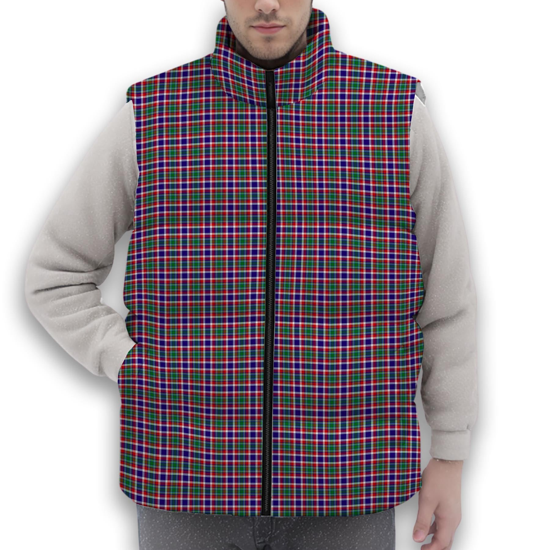 ScotsTee Shop Scottish Ohio District Premium Tartan Puffer Vest Winter White Duck Down Vest Sleeveless