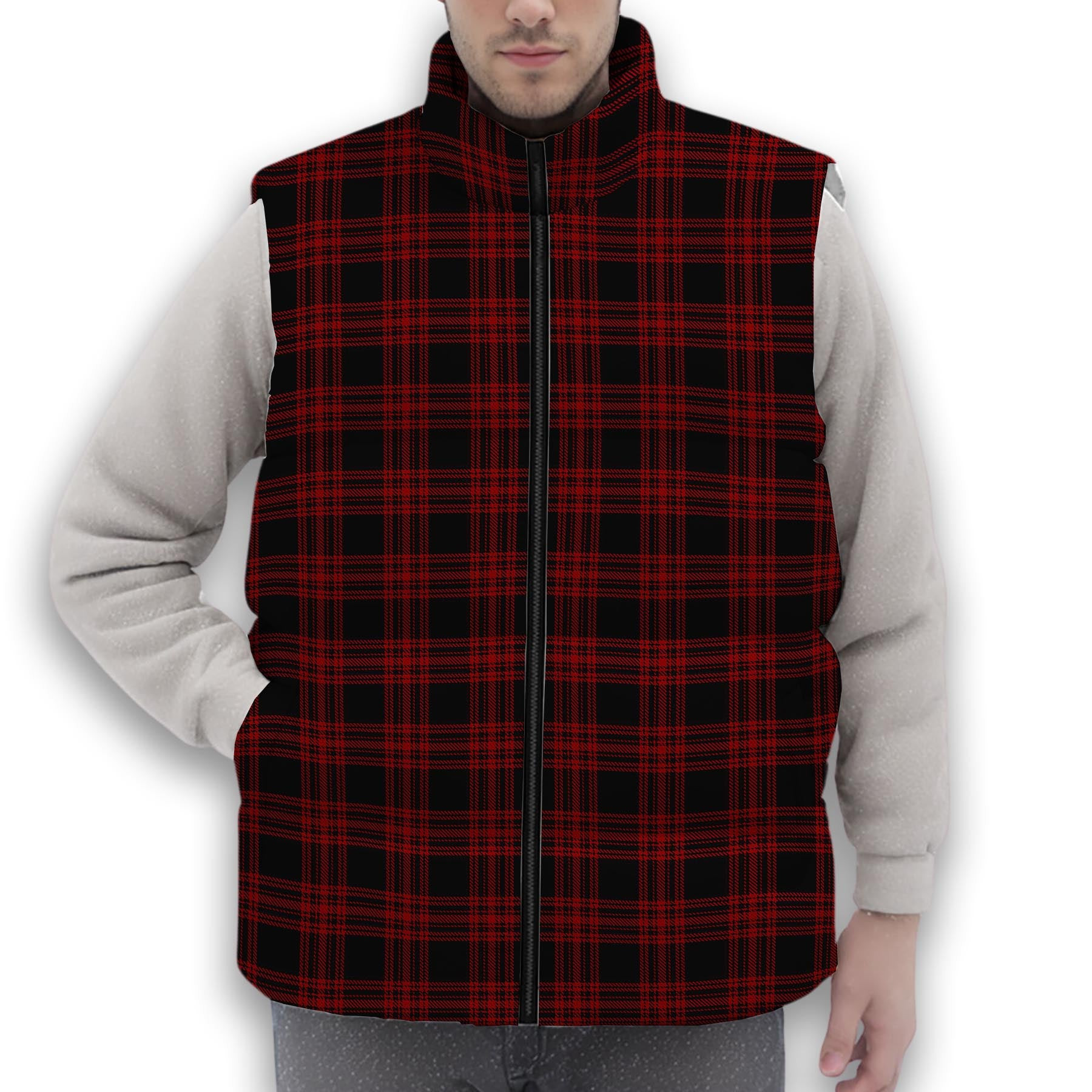 ScotsTee Shop Scottish Menzies Hunting Premium Tartan Puffer Vest Winter White Duck Down Vest Sleeveless