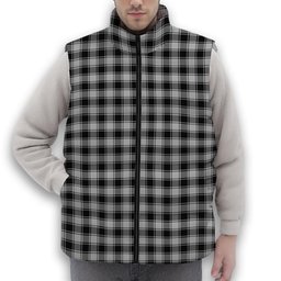 ScotsTee Shop Scottish MacPhee Black and White Premium Tartan Puffer Vest Winter White Duck Down Vest Sleeveless