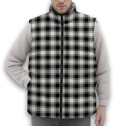 ScotsTee Shop Scottish McPhee B&W Ancient Premium Tartan Puffer Vest Winter White Duck Down Vest Sleeveless