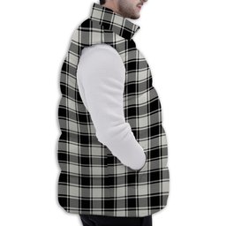 ScotsTee Shop Scottish McFie Black & White Ancient Premium Tartan Puffer Vest Winter White Duck Down Vest Sleeveless