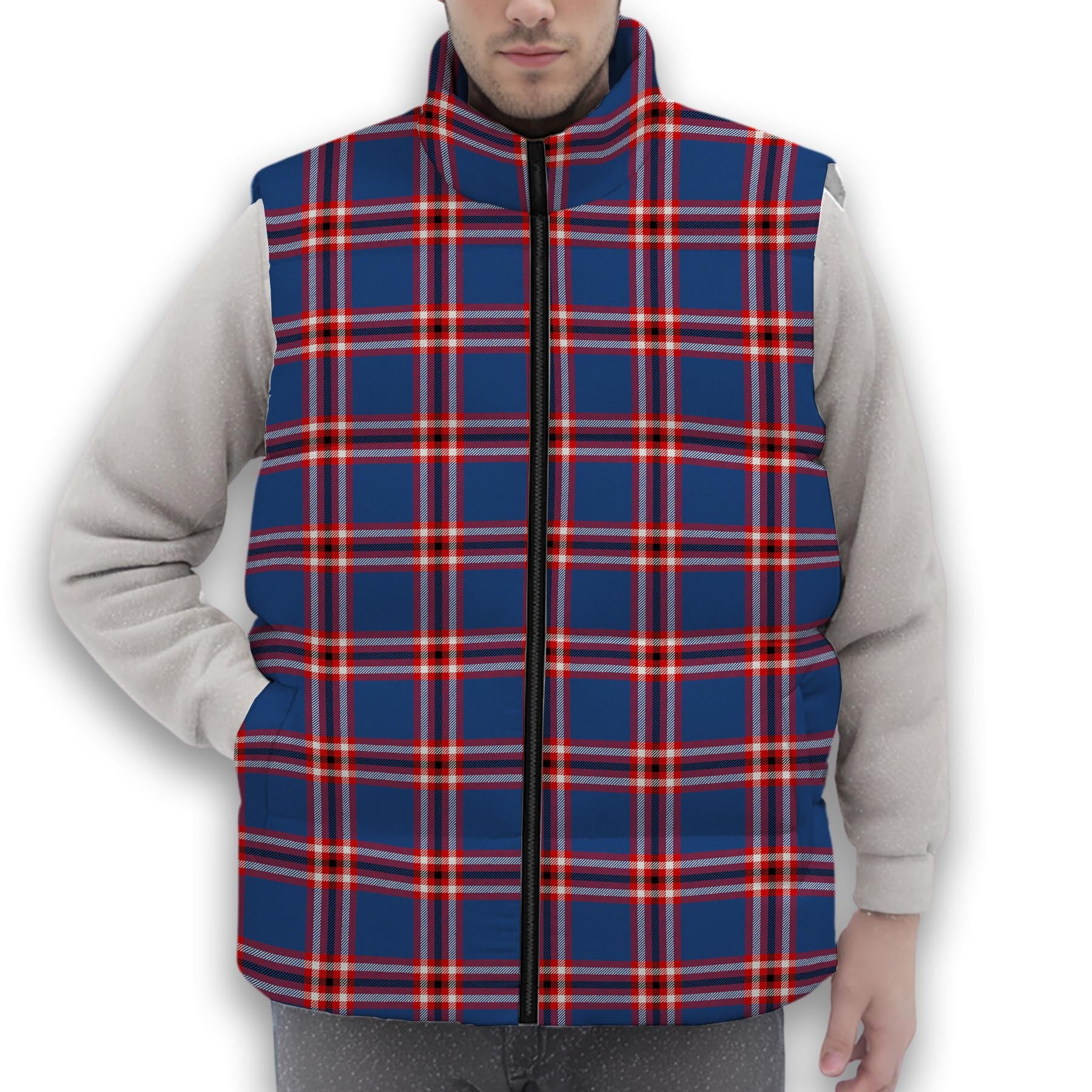 ScotsTee Shop Scottish Laing of Archiestown Modern Premium Tartan Puffer Vest Winter White Duck Down Vest Sleeveless