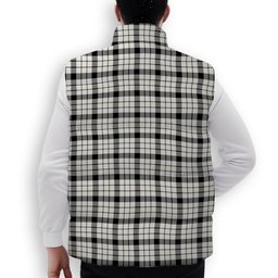 ScotsTee Shop Scottish McFarlane Black White Modern Premium Tartan Puffer Vest Winter White Duck Down Vest Sleeveless