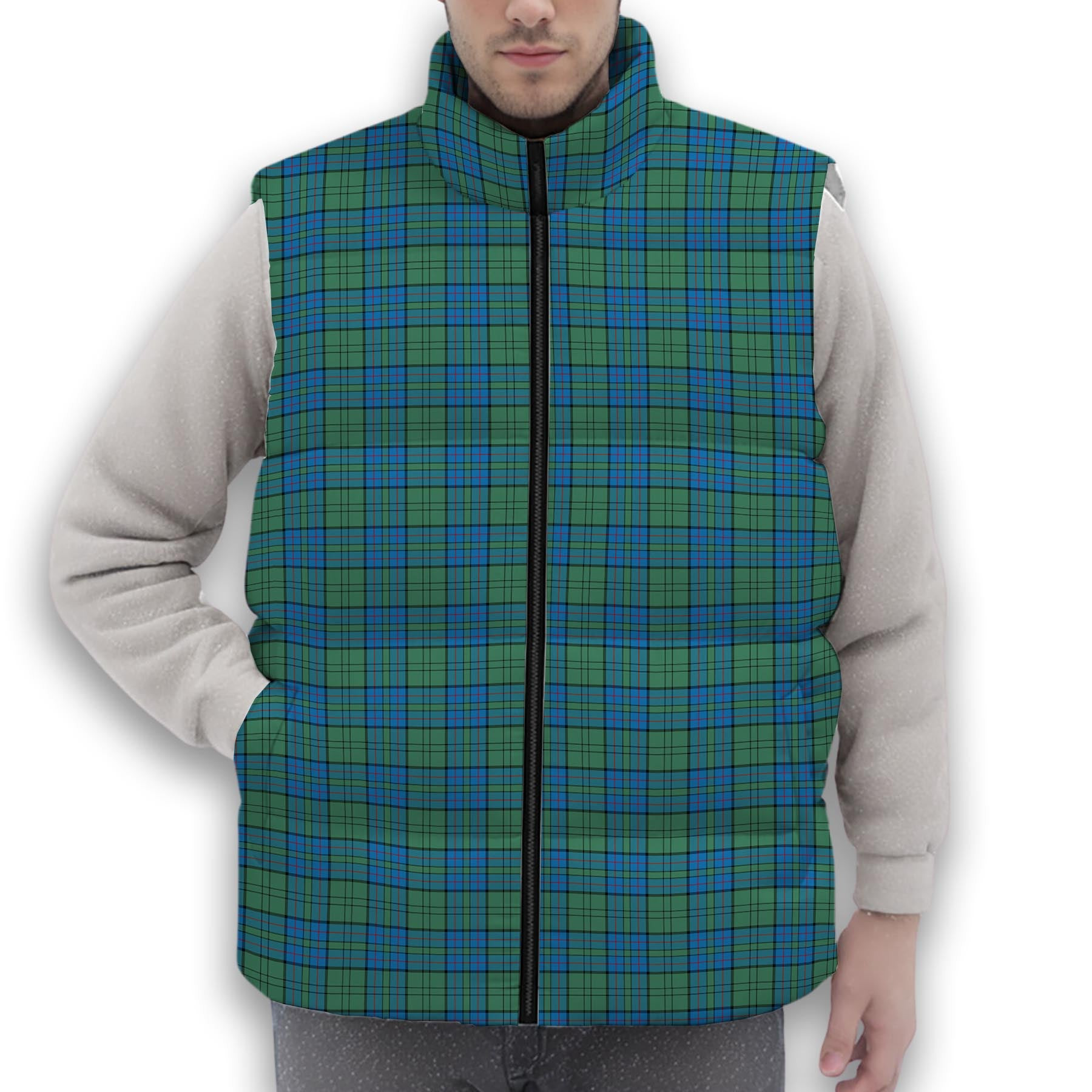 ScotsTee Shop Scottish Lockhart Ancient Premium Tartan Puffer Vest Winter White Duck Down Vest Sleeveless