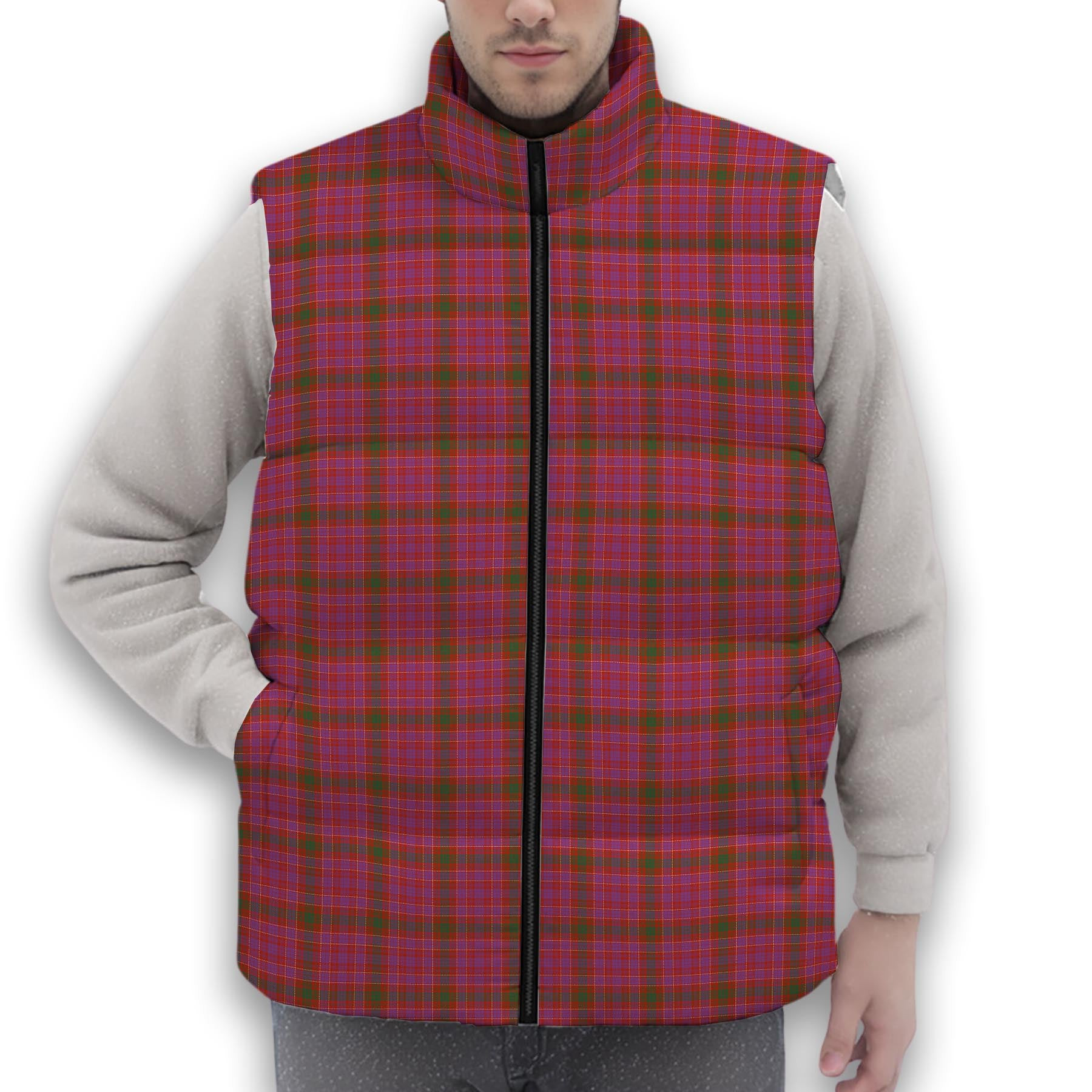 ScotsTee Shop Scottish Lumsden of Clova Ancient Premium Tartan Puffer Vest Winter White Duck Down Vest Sleeveless