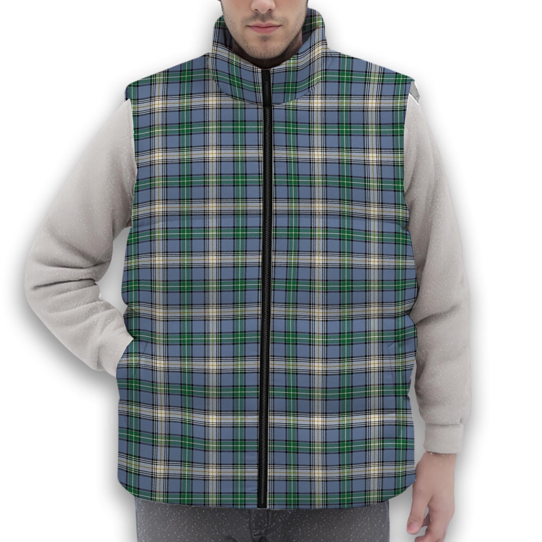 ScotsTee Shop Scottish MacDowall Ancient Premium Tartan Puffer Vest Winter White Duck Down Vest Sleeveless