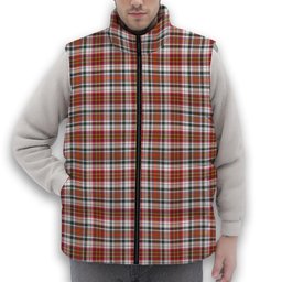ScotsTee Shop Scottish MacAlister Dress Modern Premium Tartan Puffer Vest Winter White Duck Down Vest Sleeveless