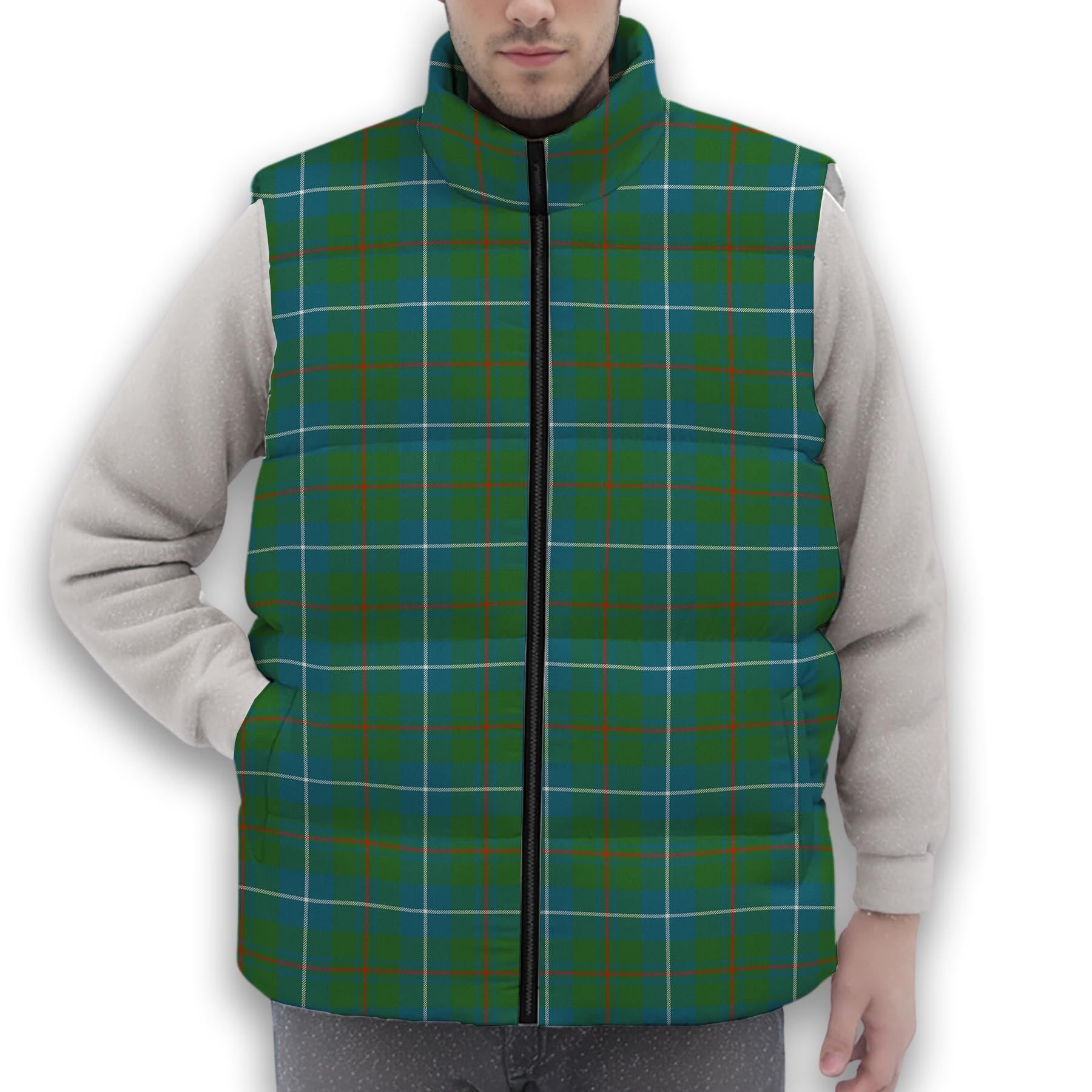 ScotsTee Shop Scottish Irvine of Bonshaw Tower Ancient Premium Tartan Puffer Vest Winter White Duck Down Vest Sleeveless