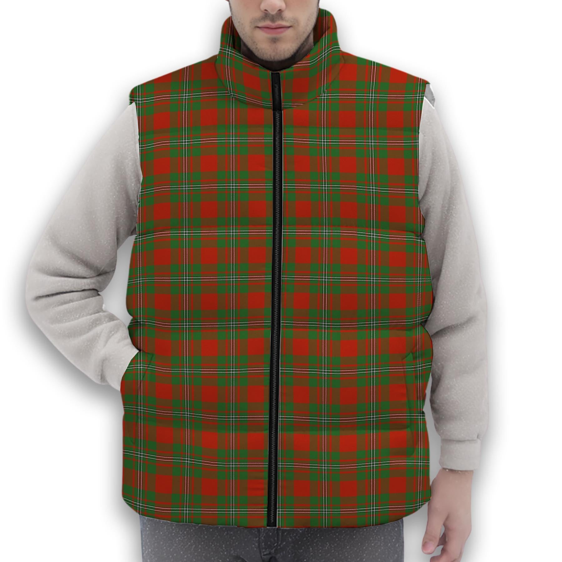 ScotsTee Shop Scottish Strang Ancient Premium Tartan Puffer Vest Winter White Duck Down Vest Sleeveless