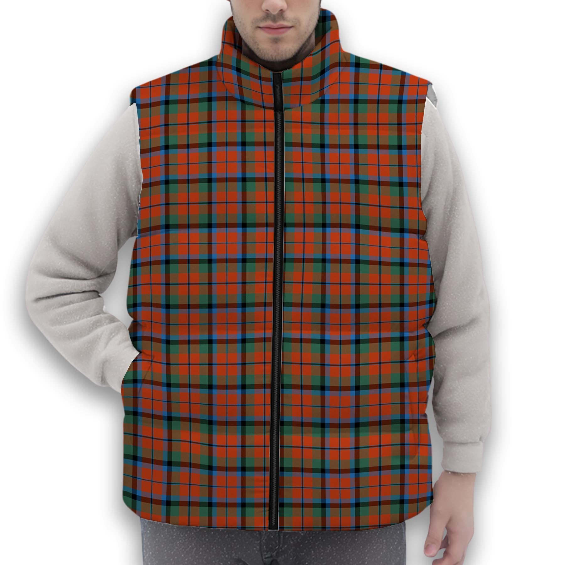 ScotsTee Shop Scottish Macnaghten Ancient Premium Tartan Puffer Vest Winter White Duck Down Vest Sleeveless